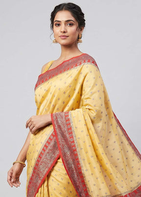 Cream Dupion Silk Saree With Blouse Piece
