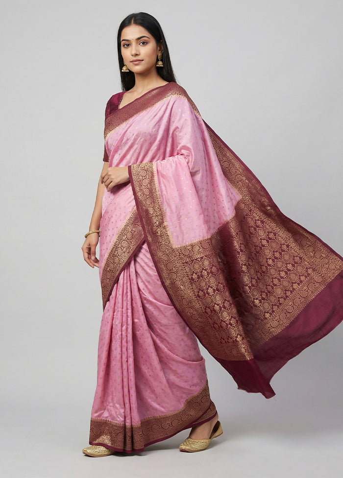Purple Dupion Silk Saree With Blouse Piece