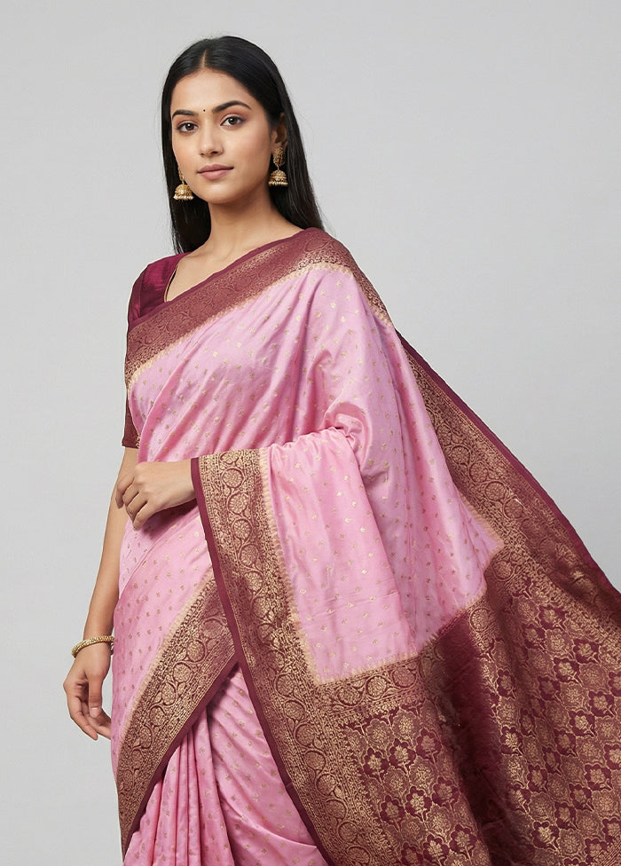 Purple Dupion Silk Saree With Blouse Piece