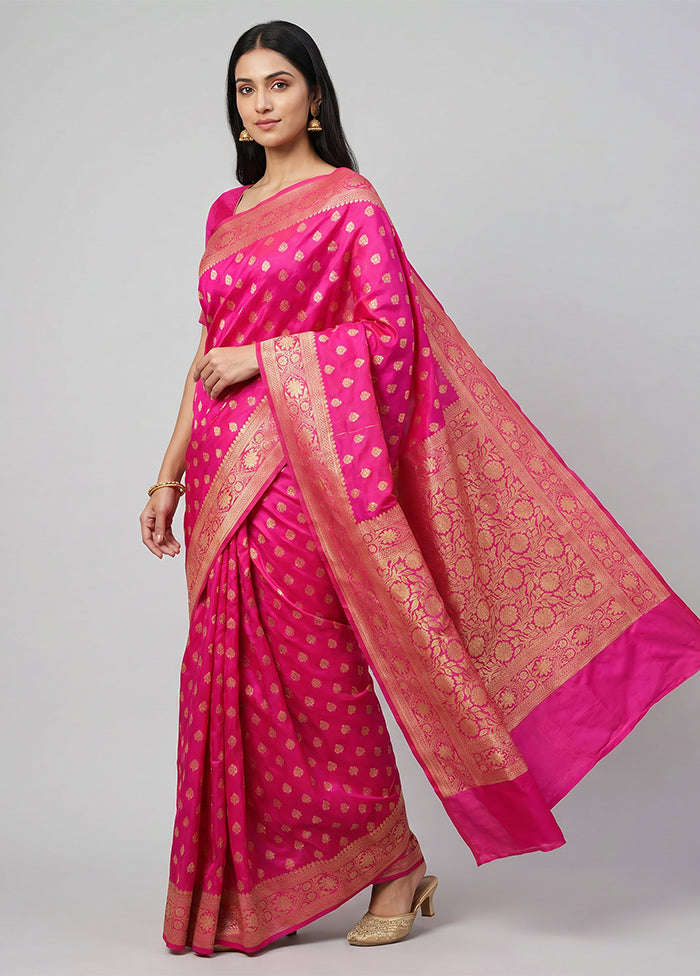 Pink Dupion Silk Saree With Blouse Piece