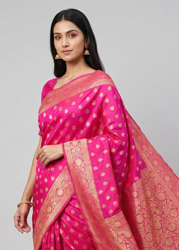 Pink Dupion Silk Saree With Blouse Piece