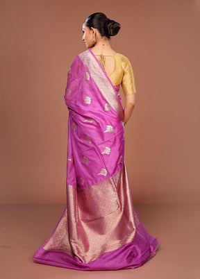 Purple Dupion Silk Saree With Blouse Piece