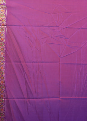 Purple Handloom Jamewar Pure Silk Saree With Blouse Piece