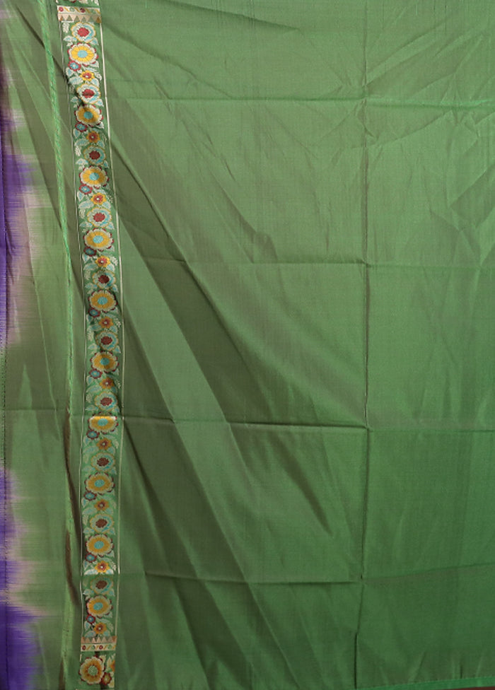 Green Handloom Jamewar Pure Silk Saree With Blouse Piece