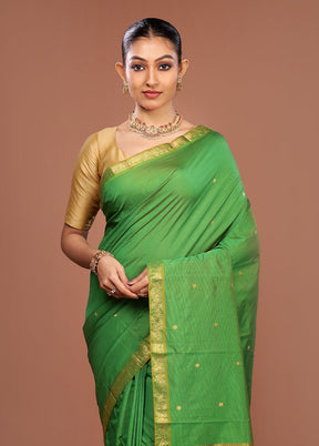 Green Kanjivaram Silk Saree With Blouse Piece