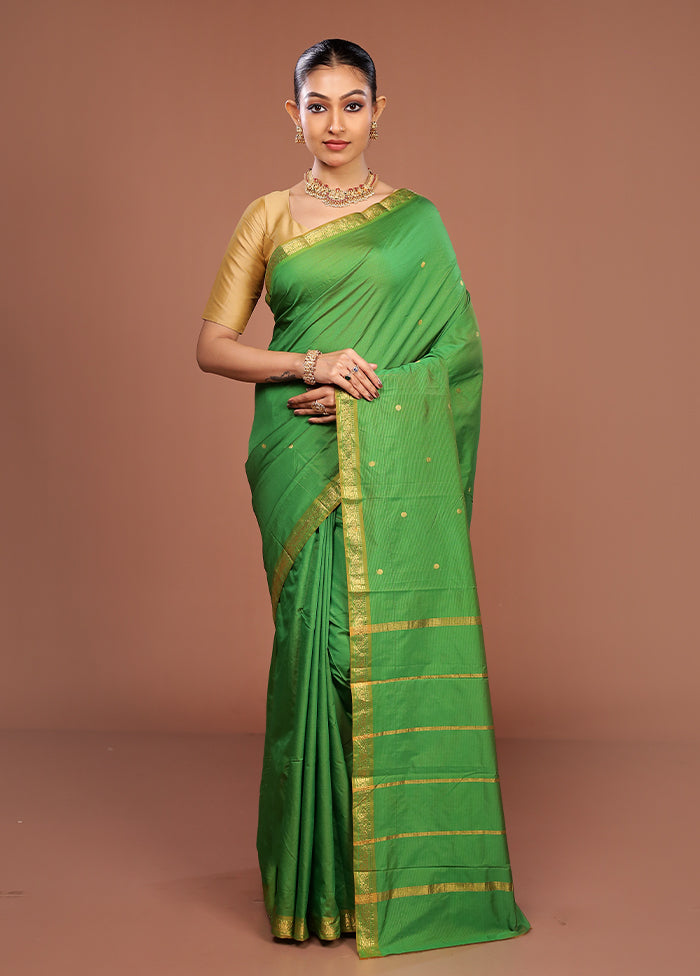 Green Kanjivaram Silk Saree With Blouse Piece