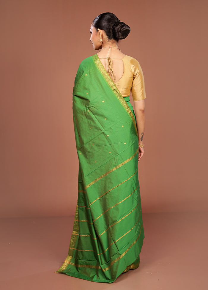 Green Kanjivaram Silk Saree With Blouse Piece