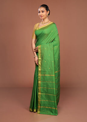 Green Kanjivaram Silk Saree With Blouse Piece