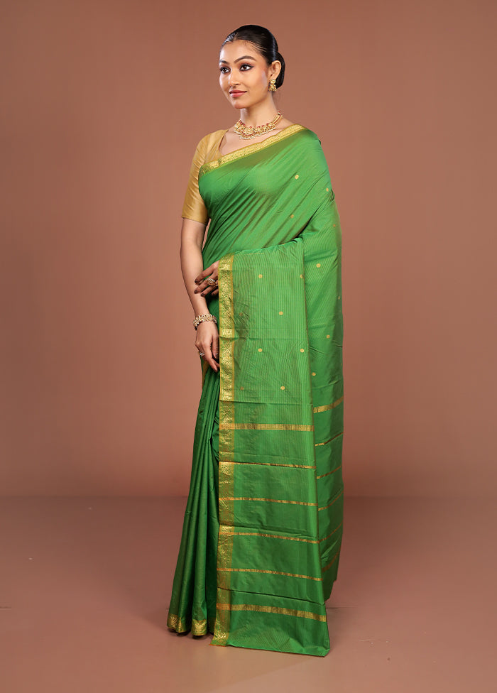 Green Kanjivaram Silk Saree With Blouse Piece