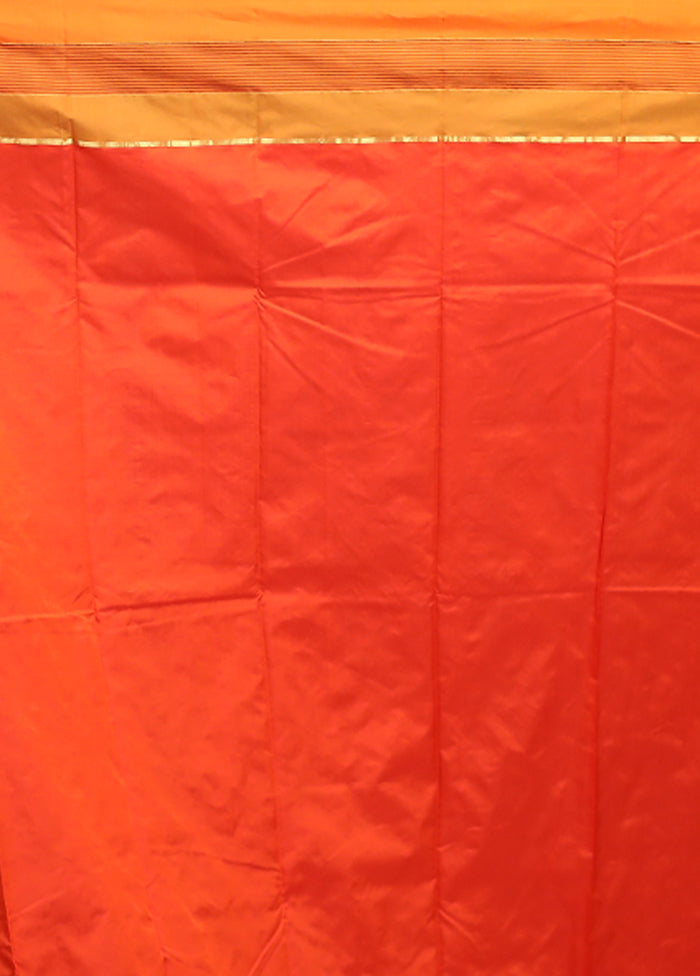 Orange Kanjivaram Silk Saree With Blouse Piece