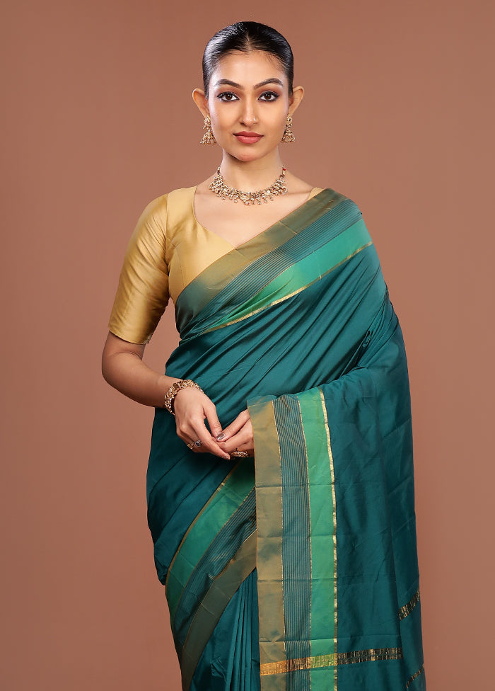 Green Kanjivaram Silk Saree With Blouse Piece