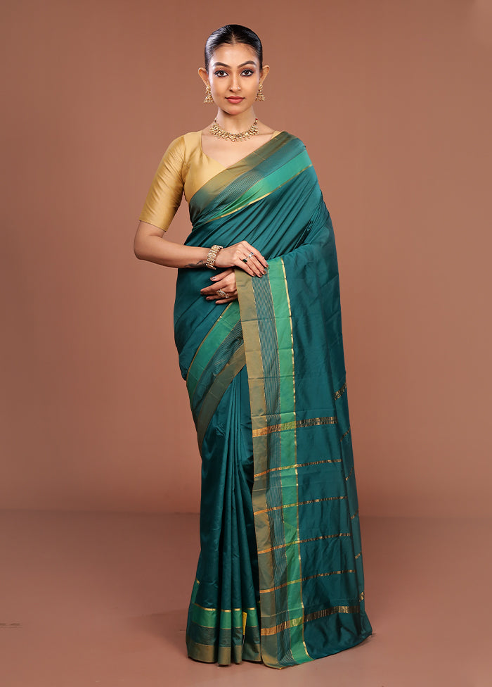Green Kanjivaram Silk Saree With Blouse Piece