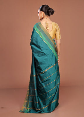 Green Kanjivaram Silk Saree With Blouse Piece