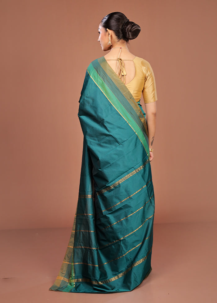 Green Kanjivaram Silk Saree With Blouse Piece