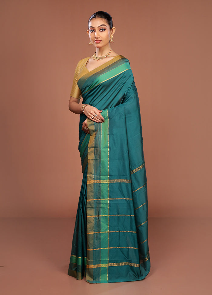 Green Kanjivaram Silk Saree With Blouse Piece