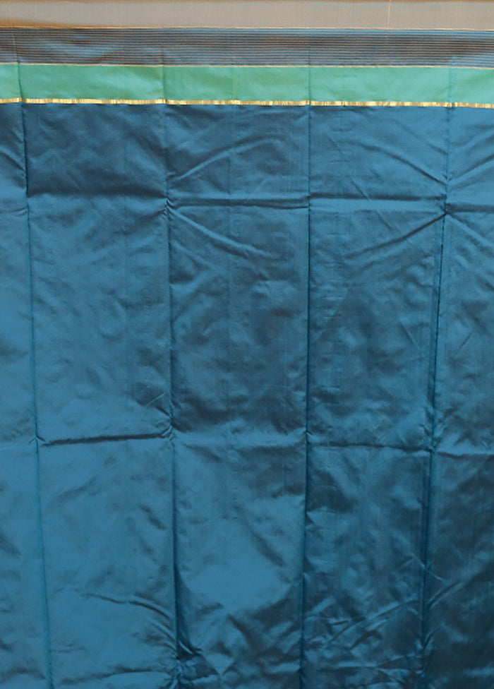 Blue Kanjivaram Silk Saree With Blouse Piece