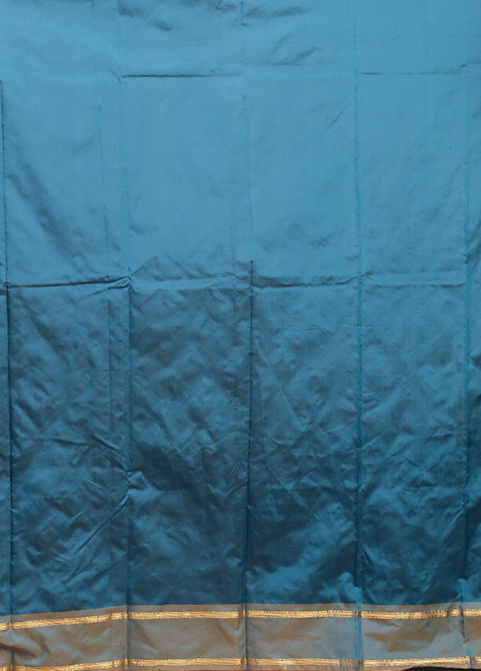 Blue Kanjivaram Silk Saree With Blouse Piece
