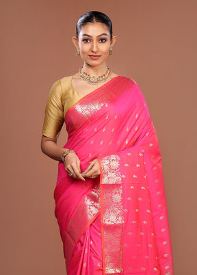 Pink Dupion Silk Saree With Blouse Piece