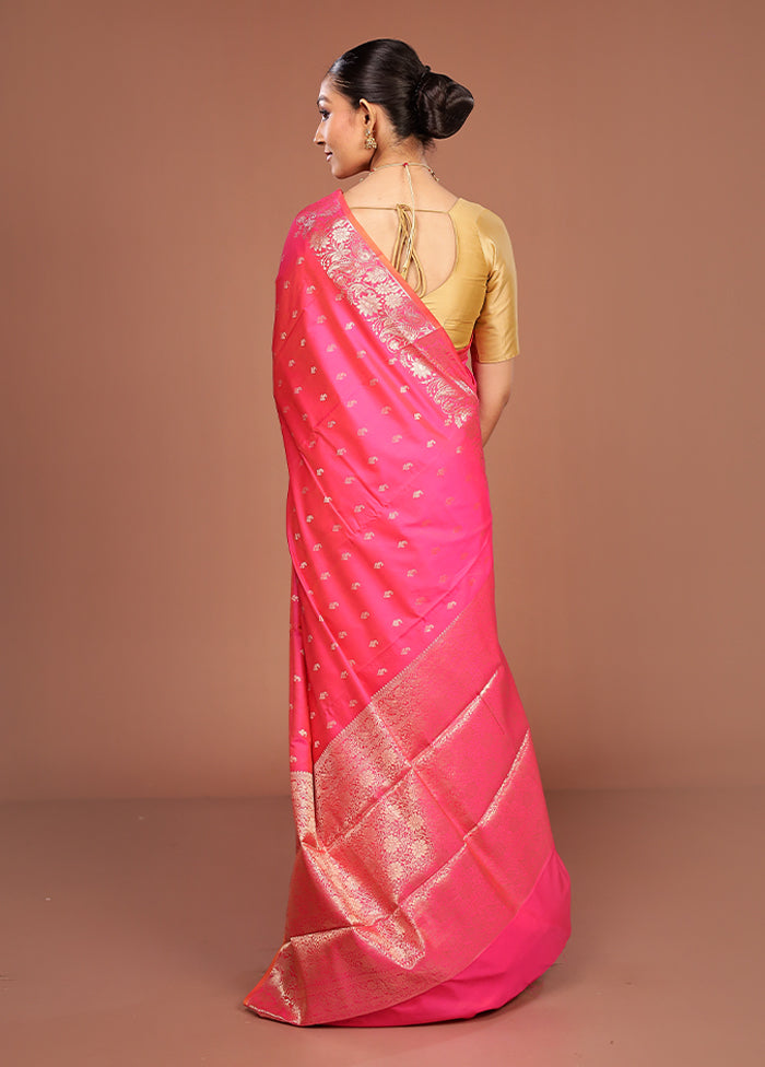 Pink Dupion Silk Saree With Blouse Piece