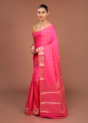 Pink Dupion Silk Saree With Blouse Piece