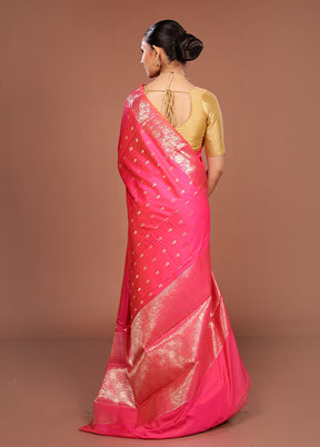 Pink Dupion Silk Saree With Blouse Piece