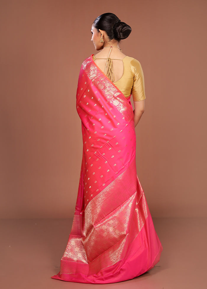 Pink Dupion Silk Saree With Blouse Piece
