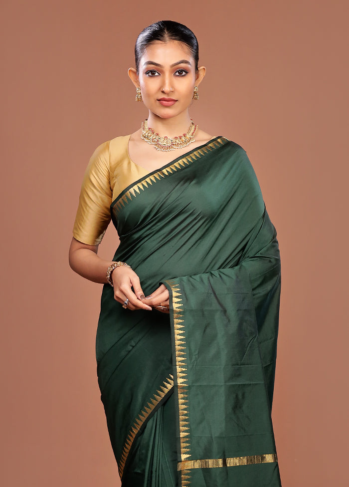 Green Kanjivaram Silk Saree With Blouse Piece