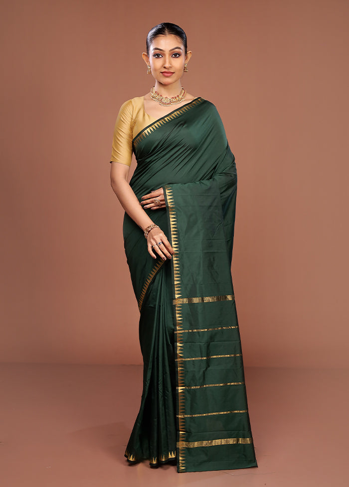 Green Kanjivaram Silk Saree With Blouse Piece