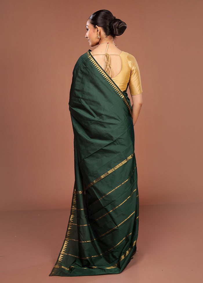 Green Kanjivaram Silk Saree With Blouse Piece