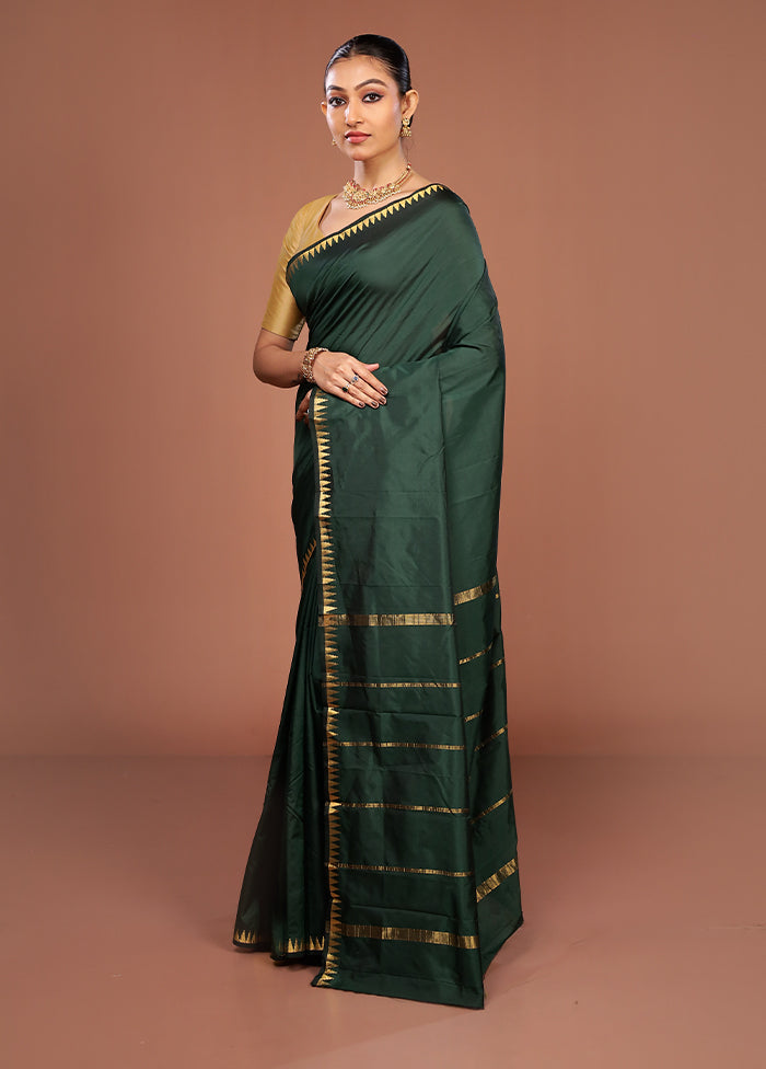 Green Kanjivaram Silk Saree With Blouse Piece