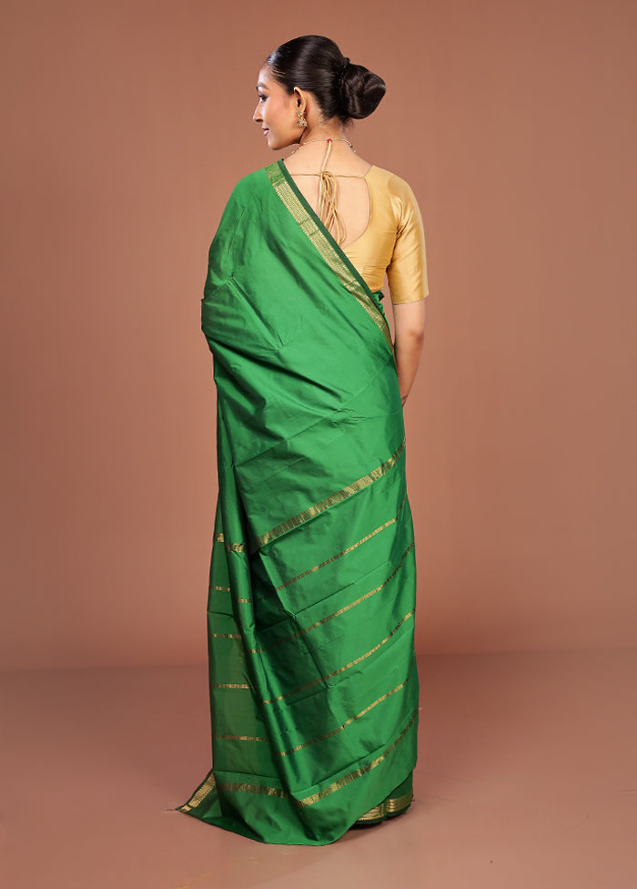 Green Kanjivaram Silk Saree With Blouse Piece