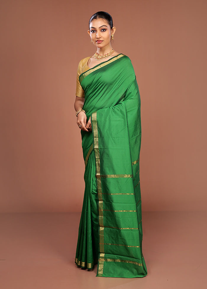 Green Kanjivaram Silk Saree With Blouse Piece