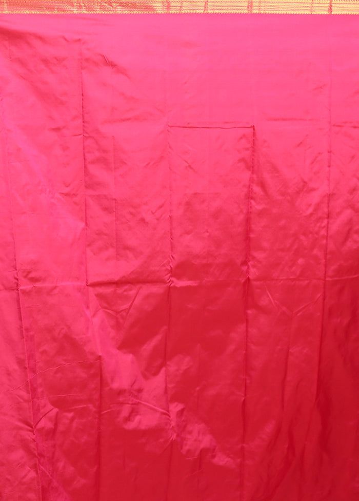 Pink Kanjivaram Silk Saree With Blouse Piece