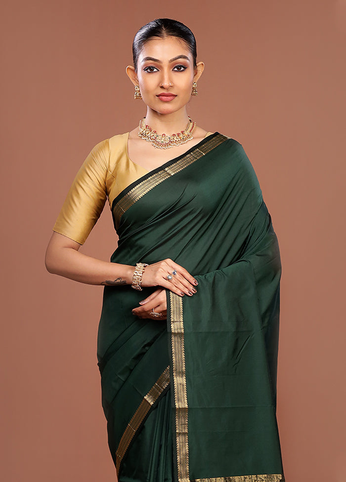 Green Kanjivaram Silk Saree With Blouse Piece