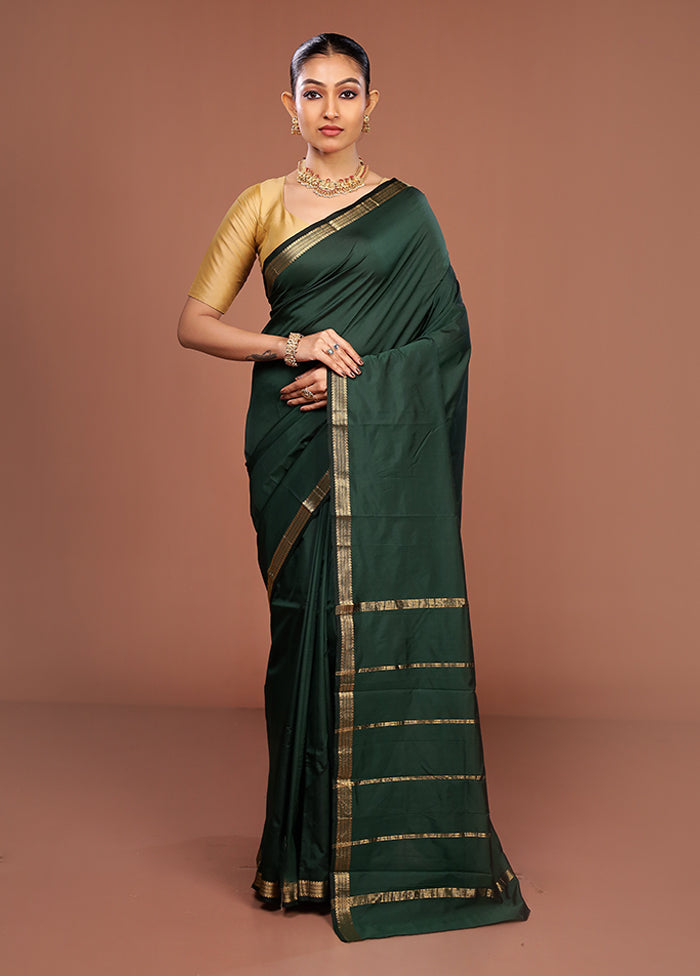 Green Kanjivaram Silk Saree With Blouse Piece