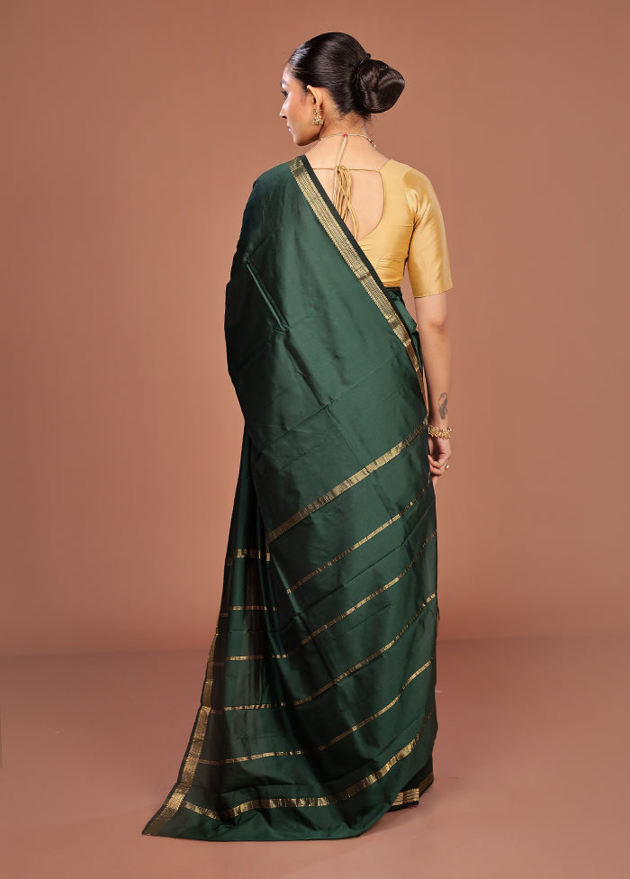 Green Kanjivaram Silk Saree With Blouse Piece