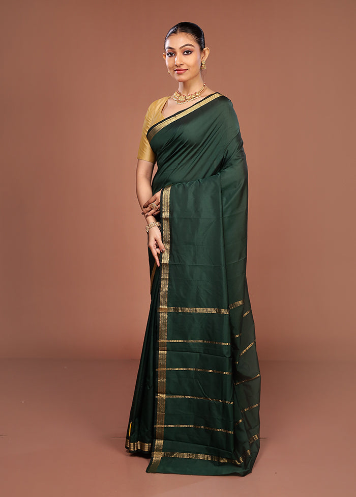 Green Kanjivaram Silk Saree With Blouse Piece