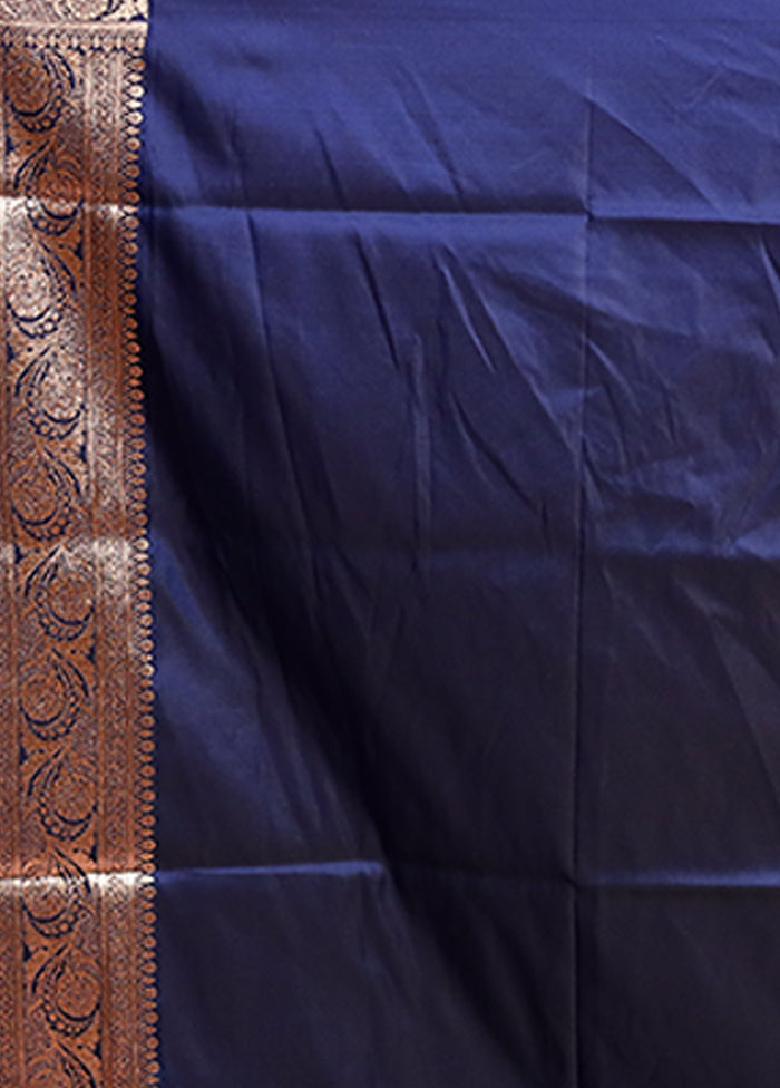 Blue Banarasi Silk Saree With Blouse Piece