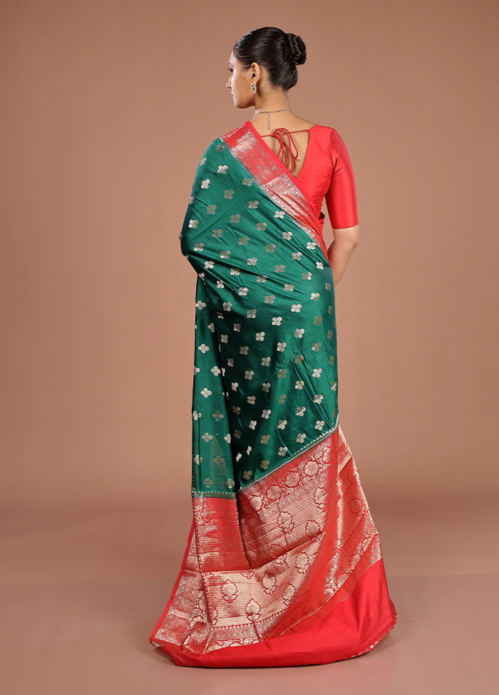 Green Handloom Dupion Pure Silk Saree With Blouse Piece