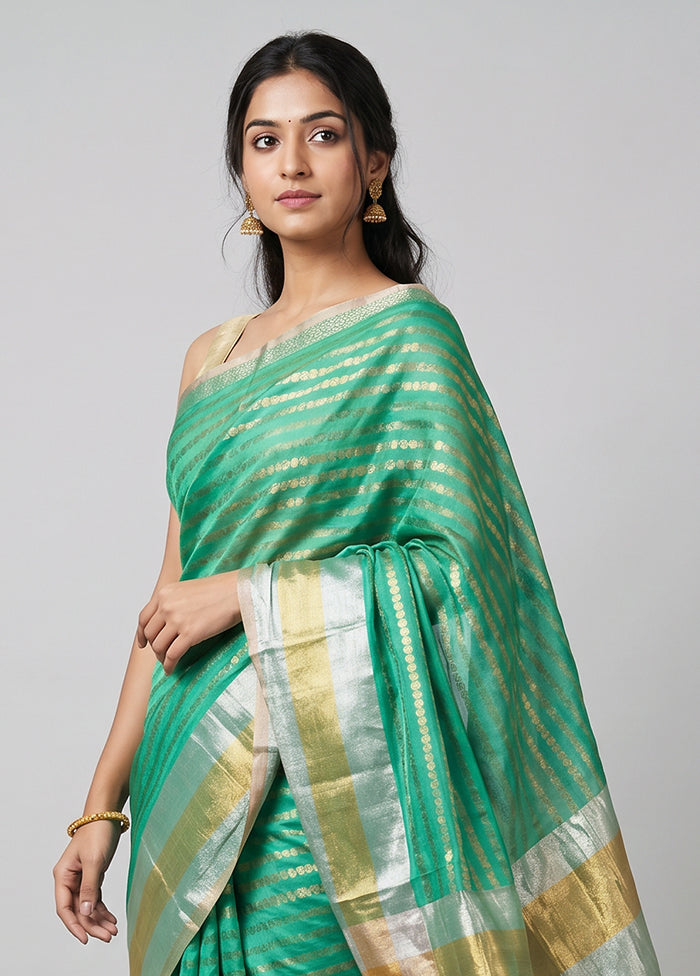 Blue Handloom Dupion Pure Silk Saree With Blouse Piece