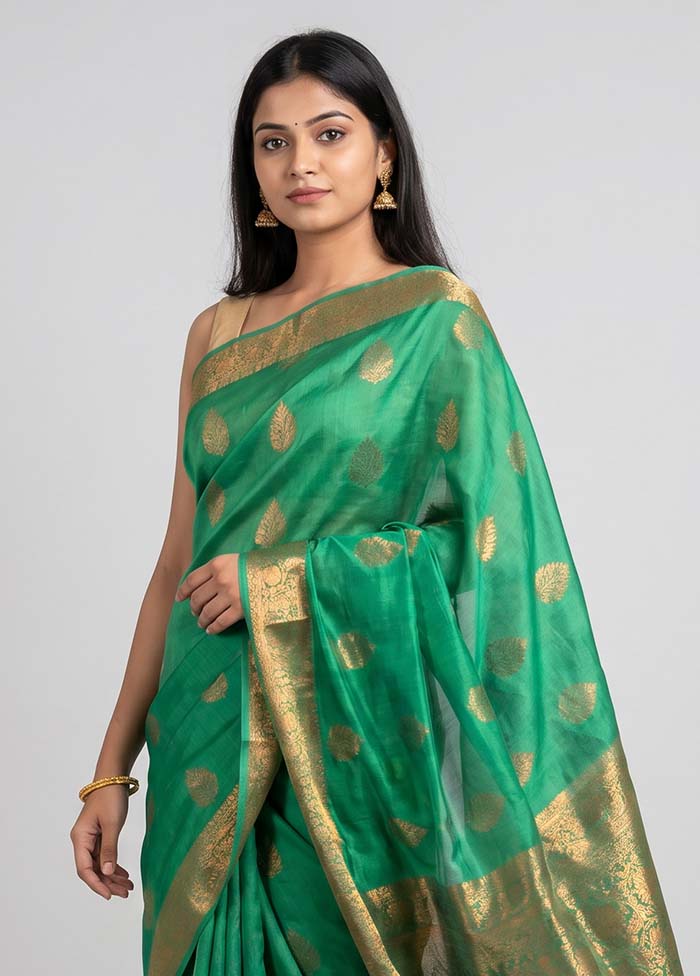 Blue Tussar Silk Saree With Blouse Piece