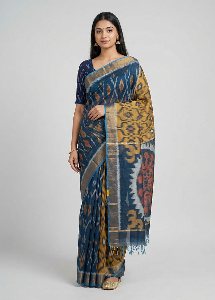 Multicolor Pure Cotton Saree With Blouse Piece