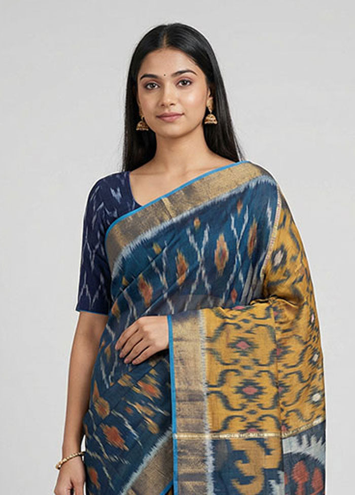 Multicolor Pure Cotton Saree With Blouse Piece