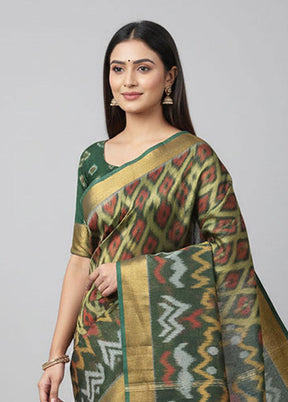 Multicolor Pure Cotton Saree With Blouse Piece