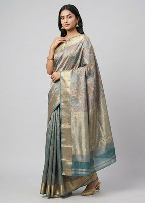 Multicolor Tissue Silk Saree With Blouse Piece