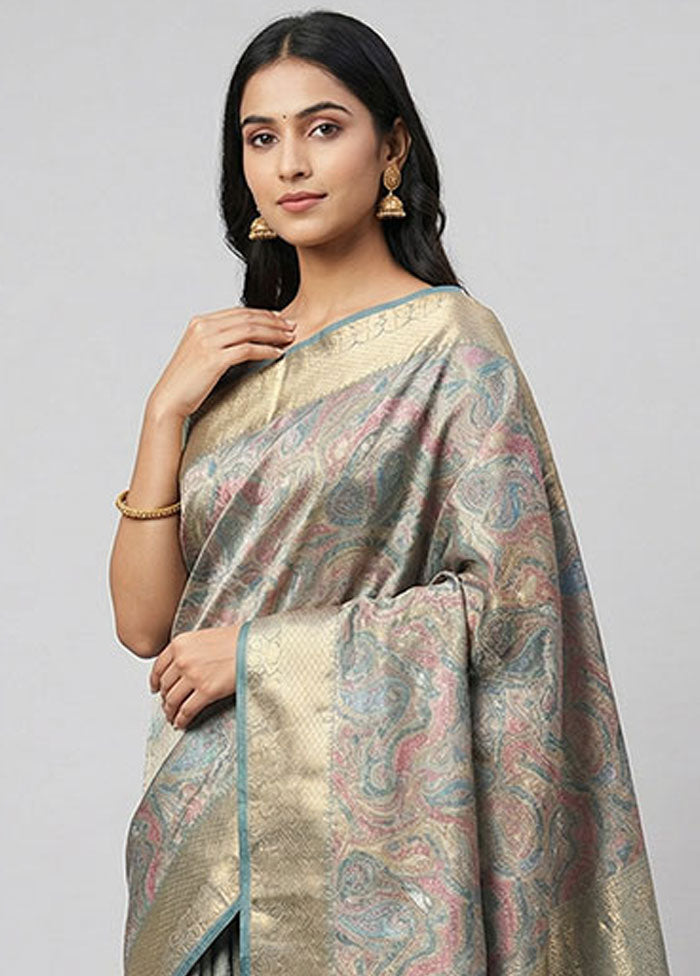 Multicolor Tissue Silk Saree With Blouse Piece