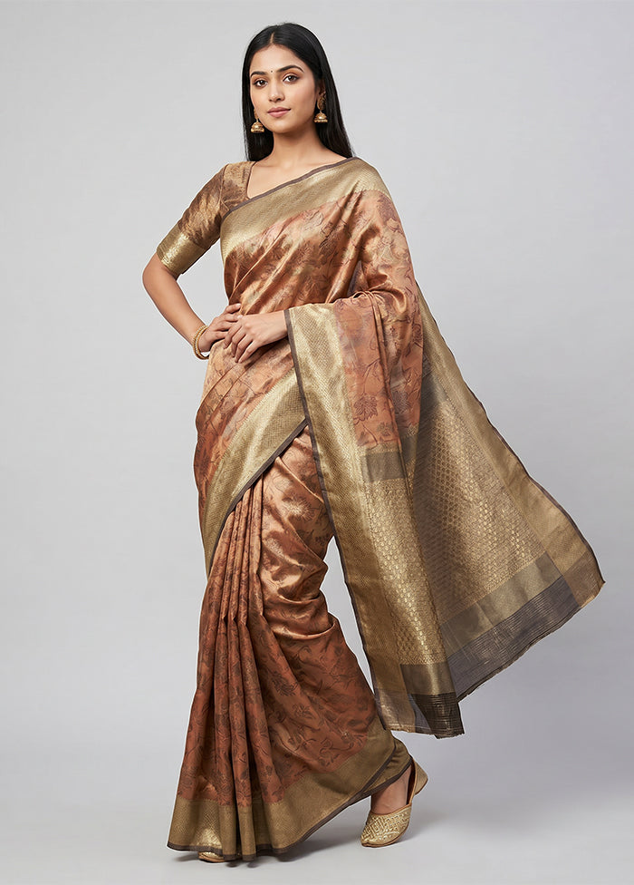 Yellow Tissue Silk Saree With Blouse Piece