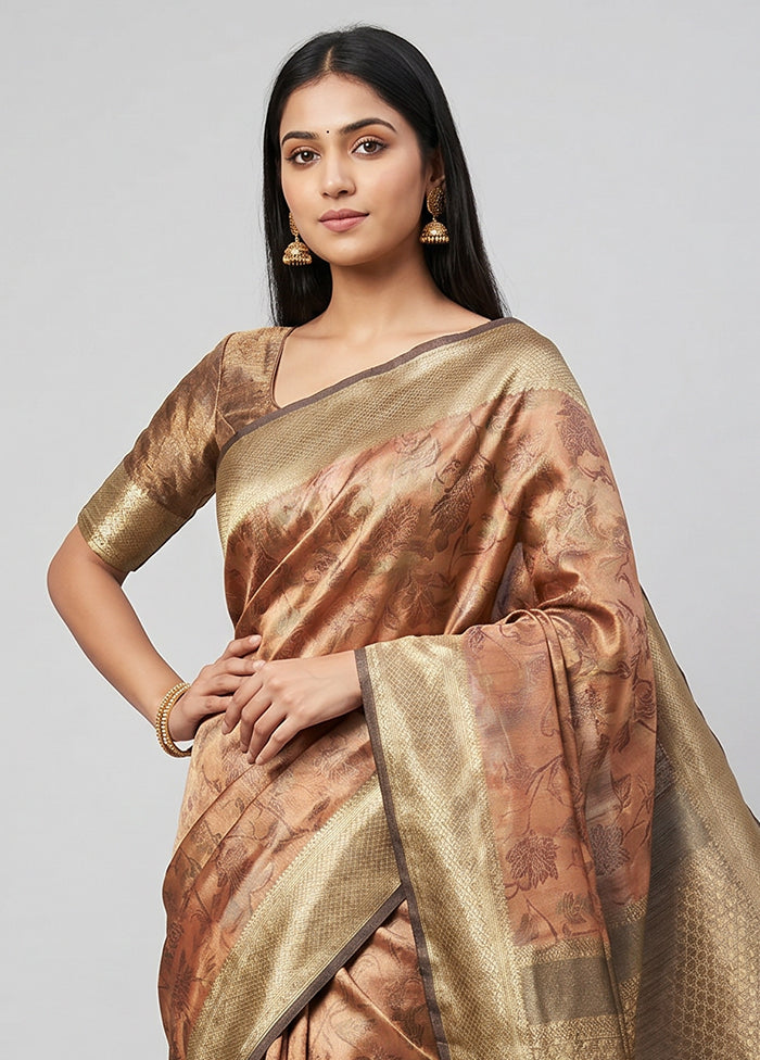 Yellow Tissue Silk Saree With Blouse Piece