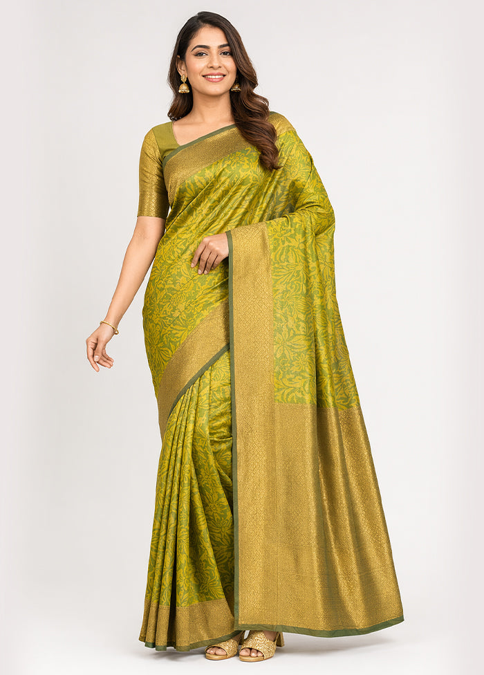 Green Tissue Silk Saree With Blouse Piece
