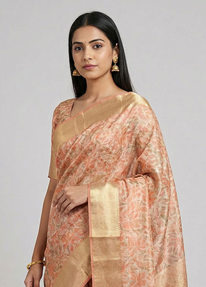 Pink Tissue Silk Saree With Blouse Piece